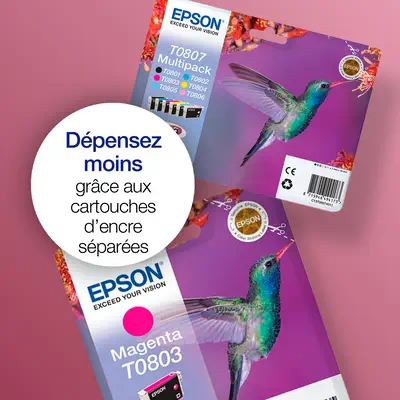Multipack "Colibri" (T0807) - Encres Claria N, C, M, J, Cc, Mc - Epson - Cartouches d'encre - visuel 5