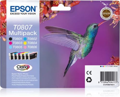 Achat EPSON T0807 cartouche dencre noir et cinq couleurs capacité et autres produits de la marque Epson