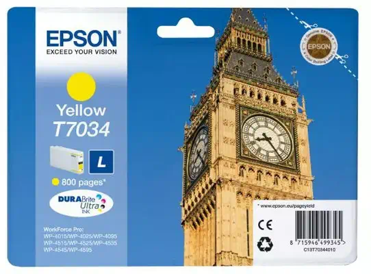 Epson Encre Jaune L "Big Ben" (800 p) Epson - visuel 1 - hello RSE - Durée de vie prolongée dans des conditions extrêmes