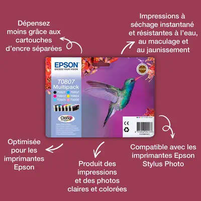 Package EasyMail encre Claria Photographic T0807 Multipack 6 couleurs - Epson - Cartouches d'encre - visuel 4