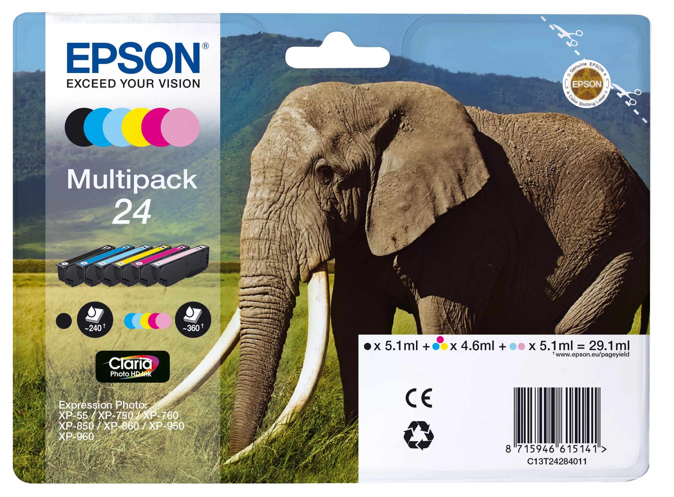 Achat EPSON 24 cartouche d encre noire et cinq couleurs capacité au meilleur prix