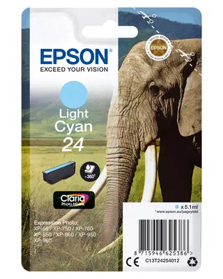 Revendeur officiel EPSON 24 cartouche d encre cyan clair capacité standard 5