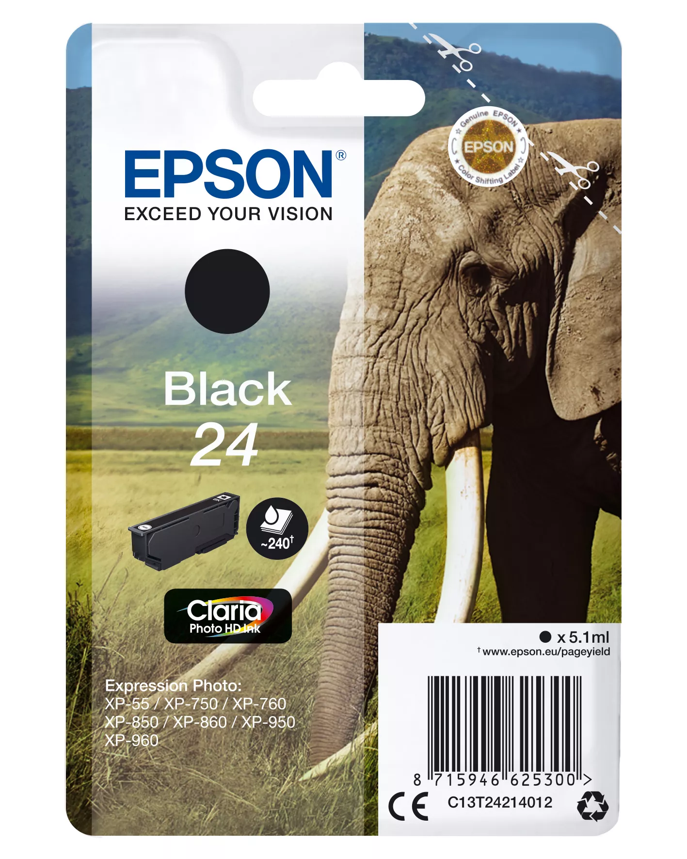 Achat EPSON 24 cartouche encre noir capacité standard 5.1ml 240 au meilleur prix