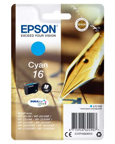 Revendeur officiel EPSON 16 cartouche dencre cyan capacité standard 3.1ml