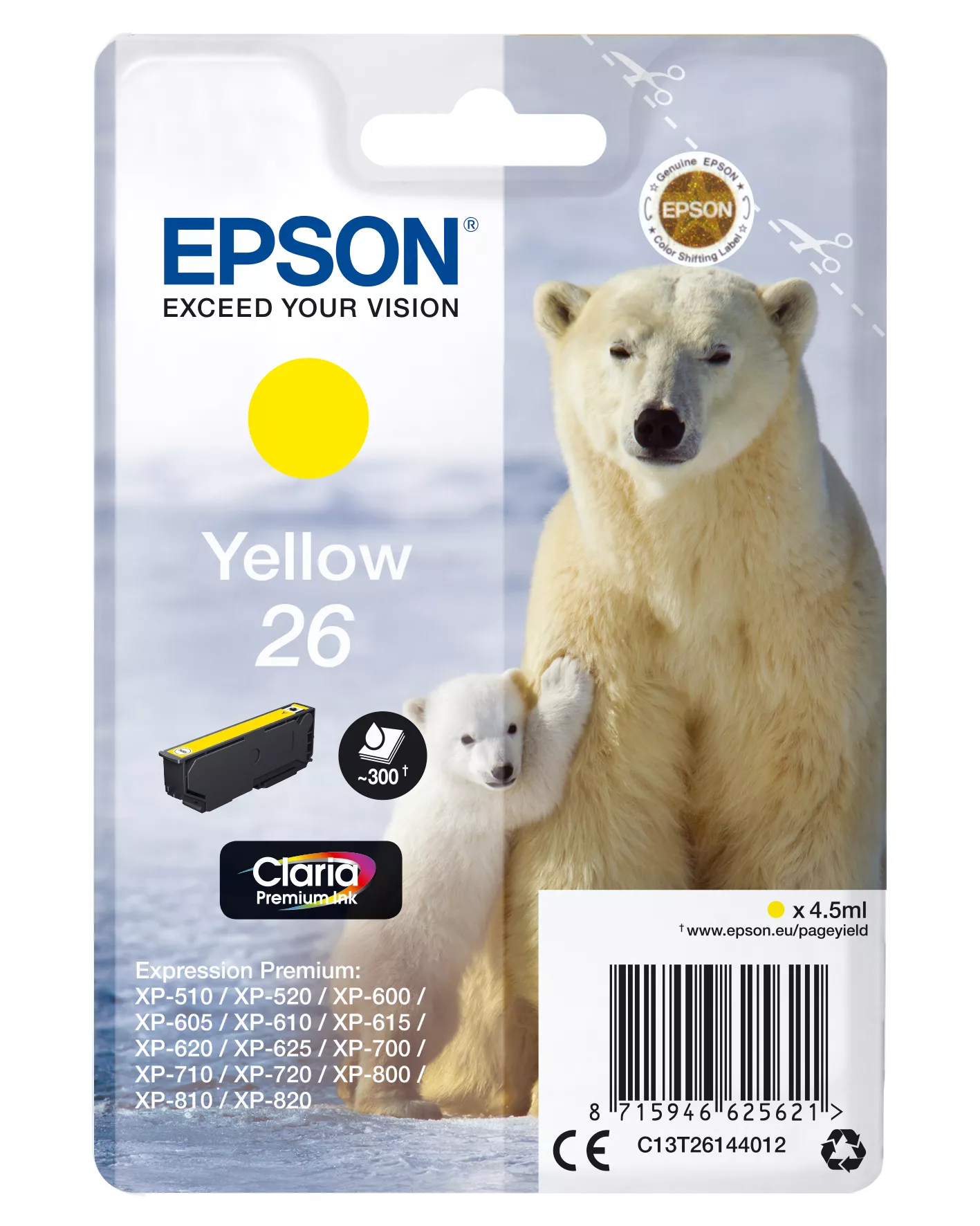 Vente Cartouches d'encre EPSON 26 cartouche dencre jaune capacité standard 4.5ml
