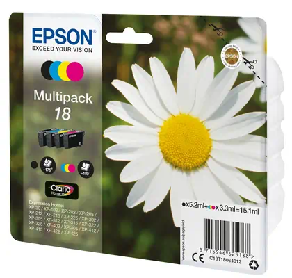 Multipack "Pâquerette" 18 - Encre Claria Home N,C,M,J Epson - visuel 1 - hello RSE - Réduisez vos coûts d'impression avec les cartouches d'encre haute capacité