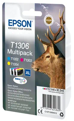 Multipack "Cerf" (T1306) - Encre DURABrite Ultra C, Epson - visuel 1 - hello RSE - Réduisez vos coûts d'impression avec les cartouches d'encre haute capacité