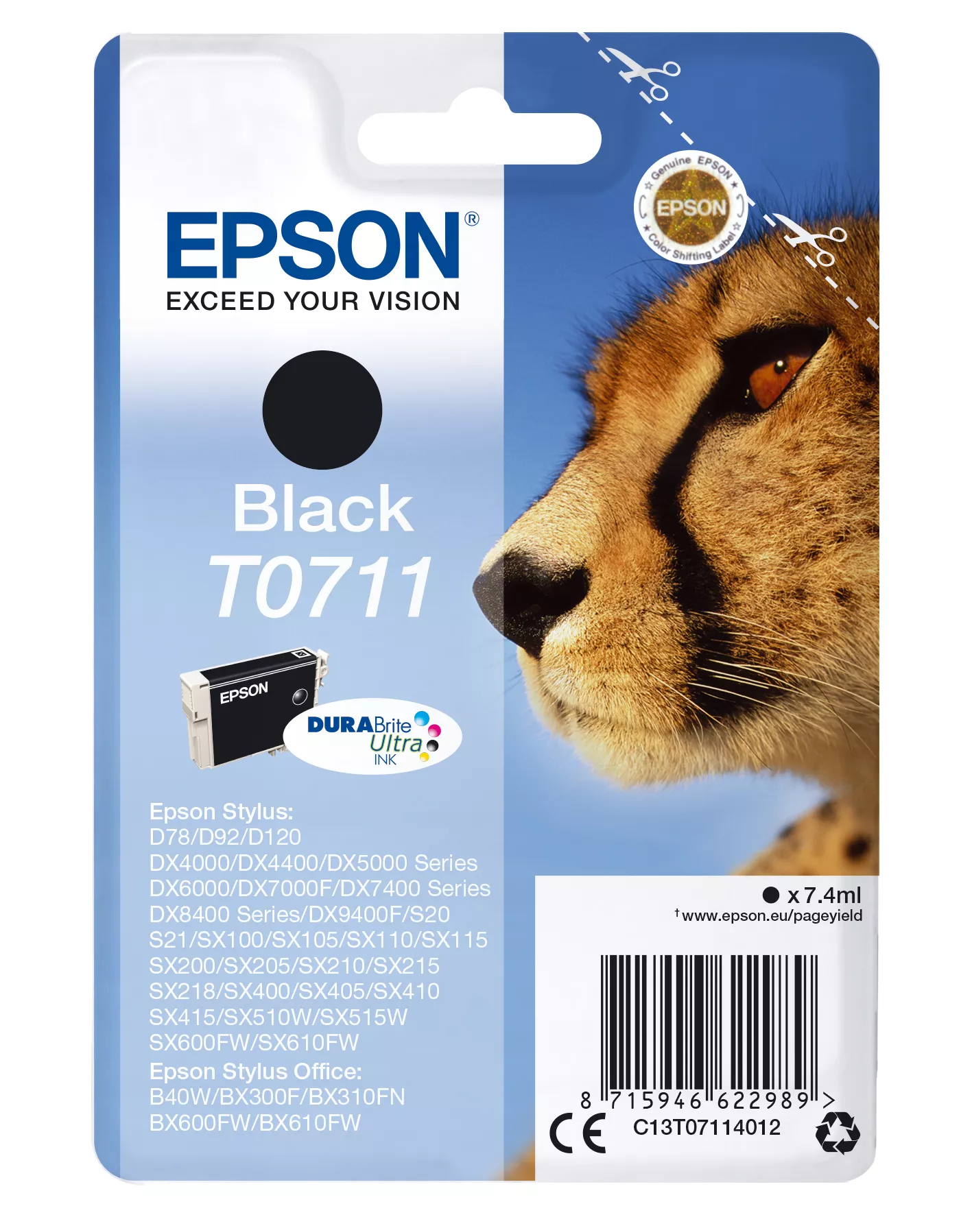 Achat Cartouches d'encre EPSON T0711 cartouche d encre noir capacité standard 7.4ml
