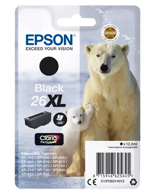 Vente Cartouches d'encre EPSON 26XL cartouche d encre noir haute capacité 12.2ml sur hello RSE