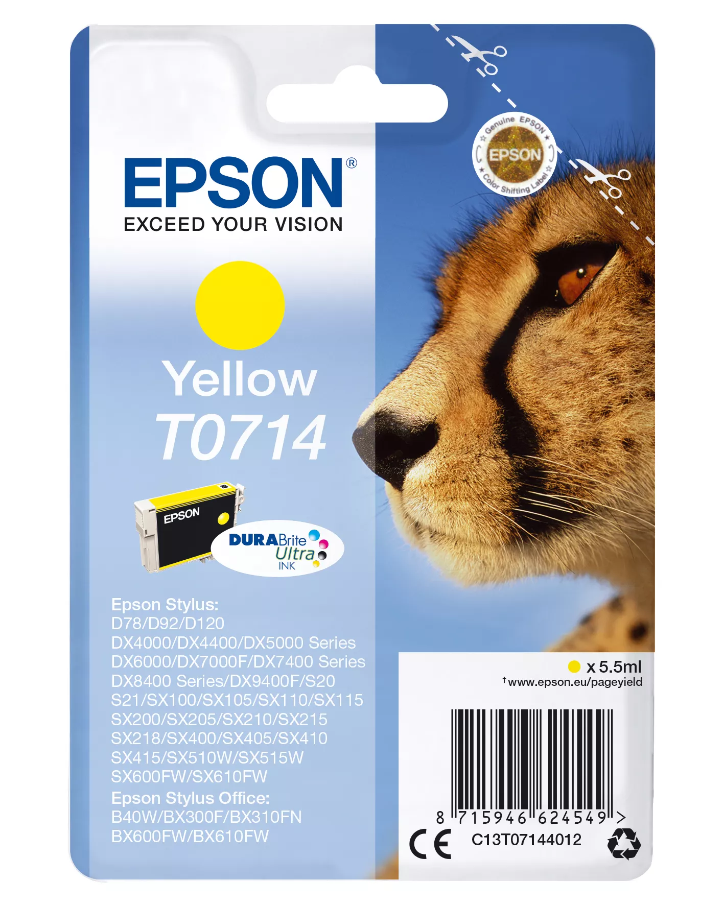 Achat EPSON T0714 cartouche dencre jaune capacité standard 5 au meilleur prix