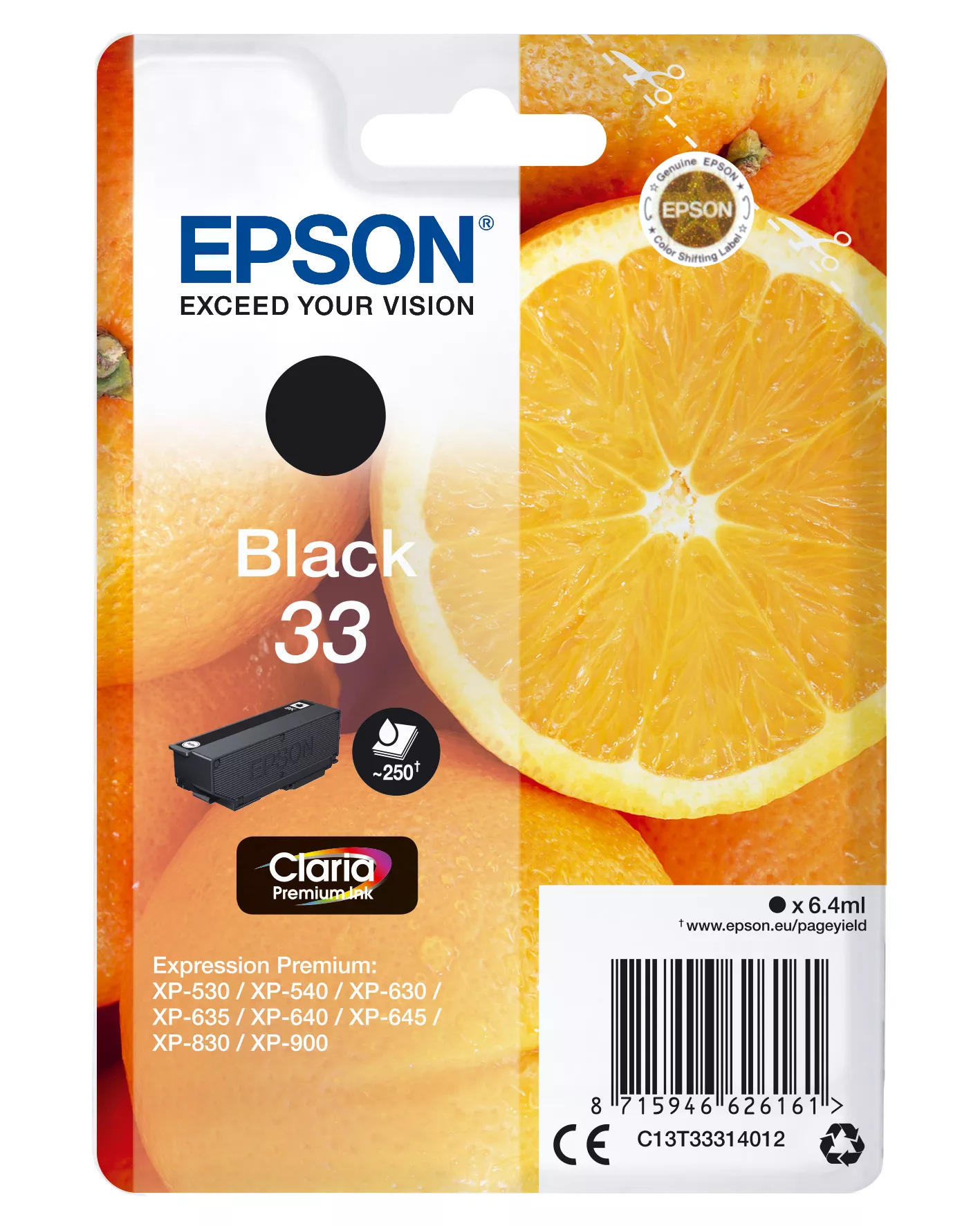Achat EPSON Cartouche Oranges Encre Claria Premium Noir - 8715946626178