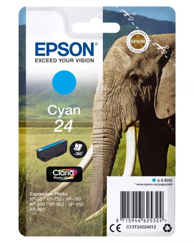 Achat EPSON 24 cartouche d encre cyan capacité standard 4.6ml 360 pages - 8715946625324