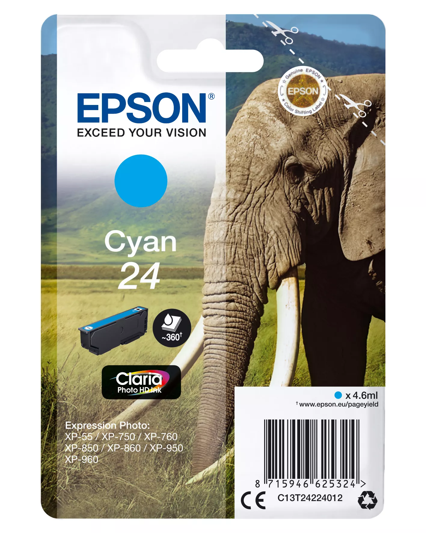 Achat EPSON 24 cartouche d encre cyan capacité standard 4.6ml au meilleur prix
