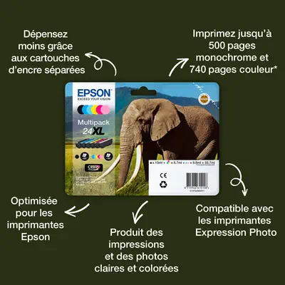 Epson Elephant Encre cyan Claria Photo HD Éléphant 24 - Cartouches d'encre - visuel 2