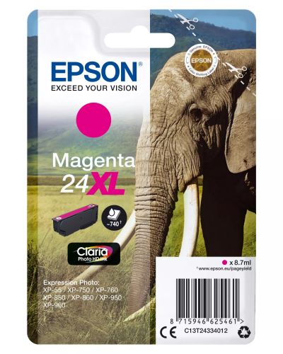 Achat EPSON 24XL cartouche dencre magenta haute capacité 8.7ml 740 pages - 8715946625461