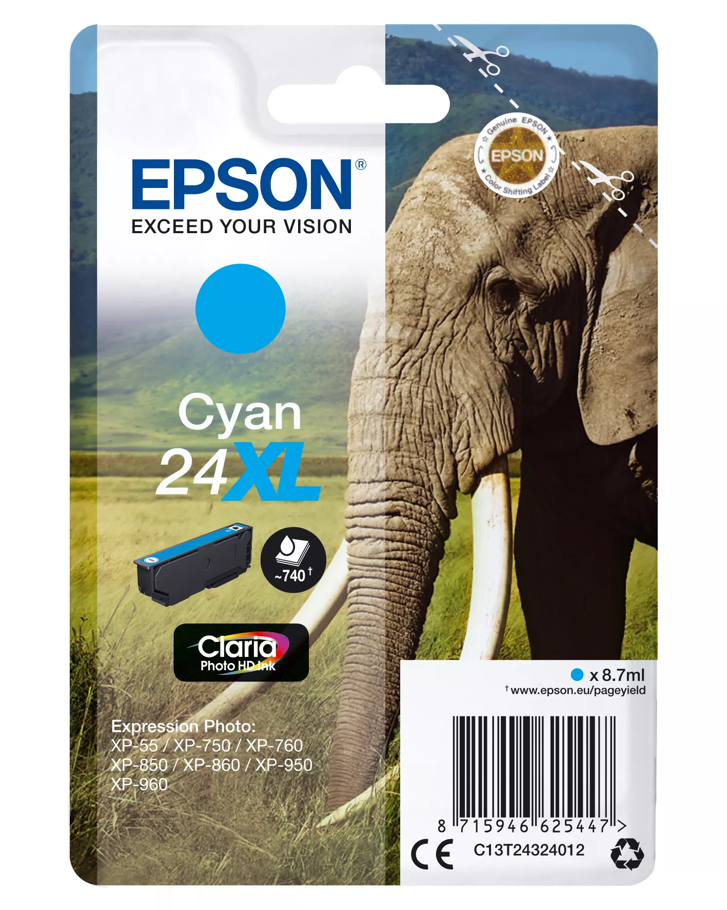 Achat EPSON 24XL cartouche dencre cyan haute capacité 8.7ml 740 au meilleur prix
