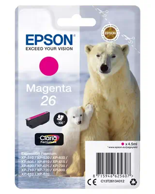 Revendeur officiel Cartouches d'encre EPSON 26 cartouche dencre magenta capacité standard 4.5ml