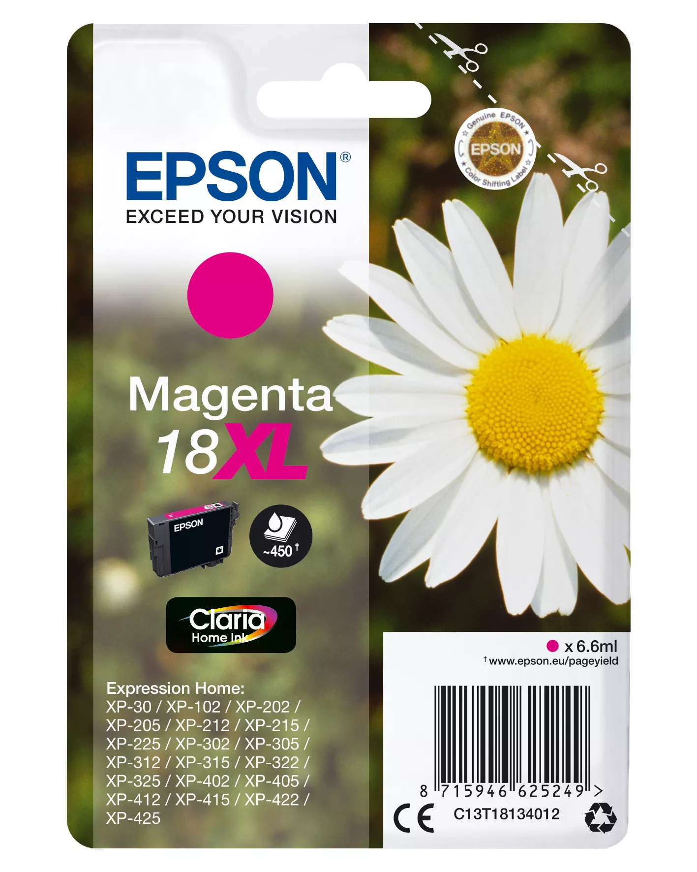 Revendeur officiel EPSON 18XL cartouche dencre magenta haute capacité 6.6ml