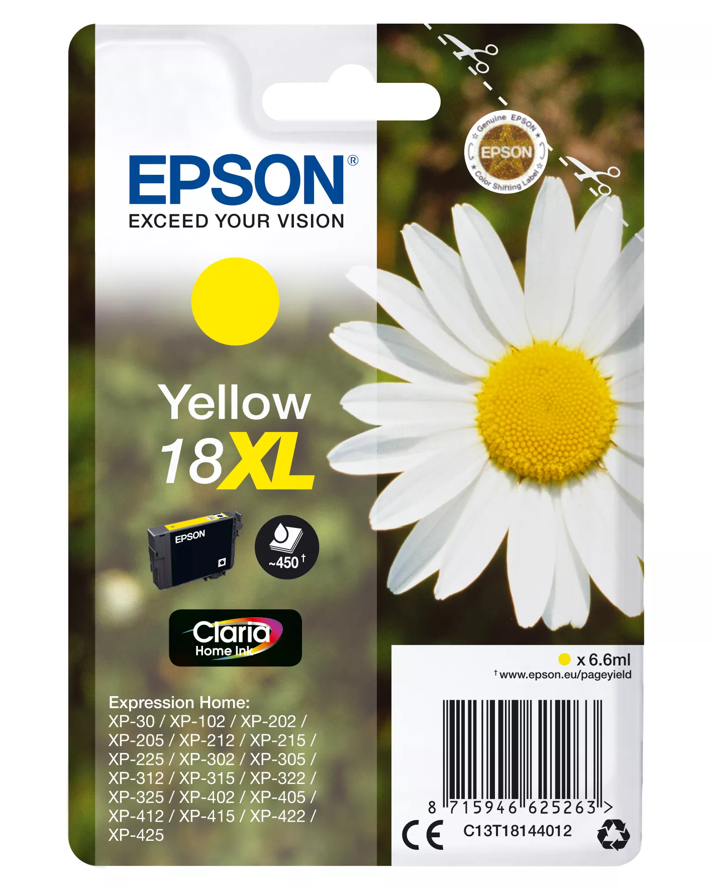 Achat EPSON 18XL cartouche dencre jaune haute capacité 6.6ml - 8715946625263