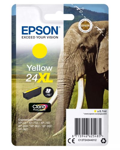 Achat EPSON 24XL cartouche dencre jaune haute capacité 8.7ml 740 pages - 8715946625485