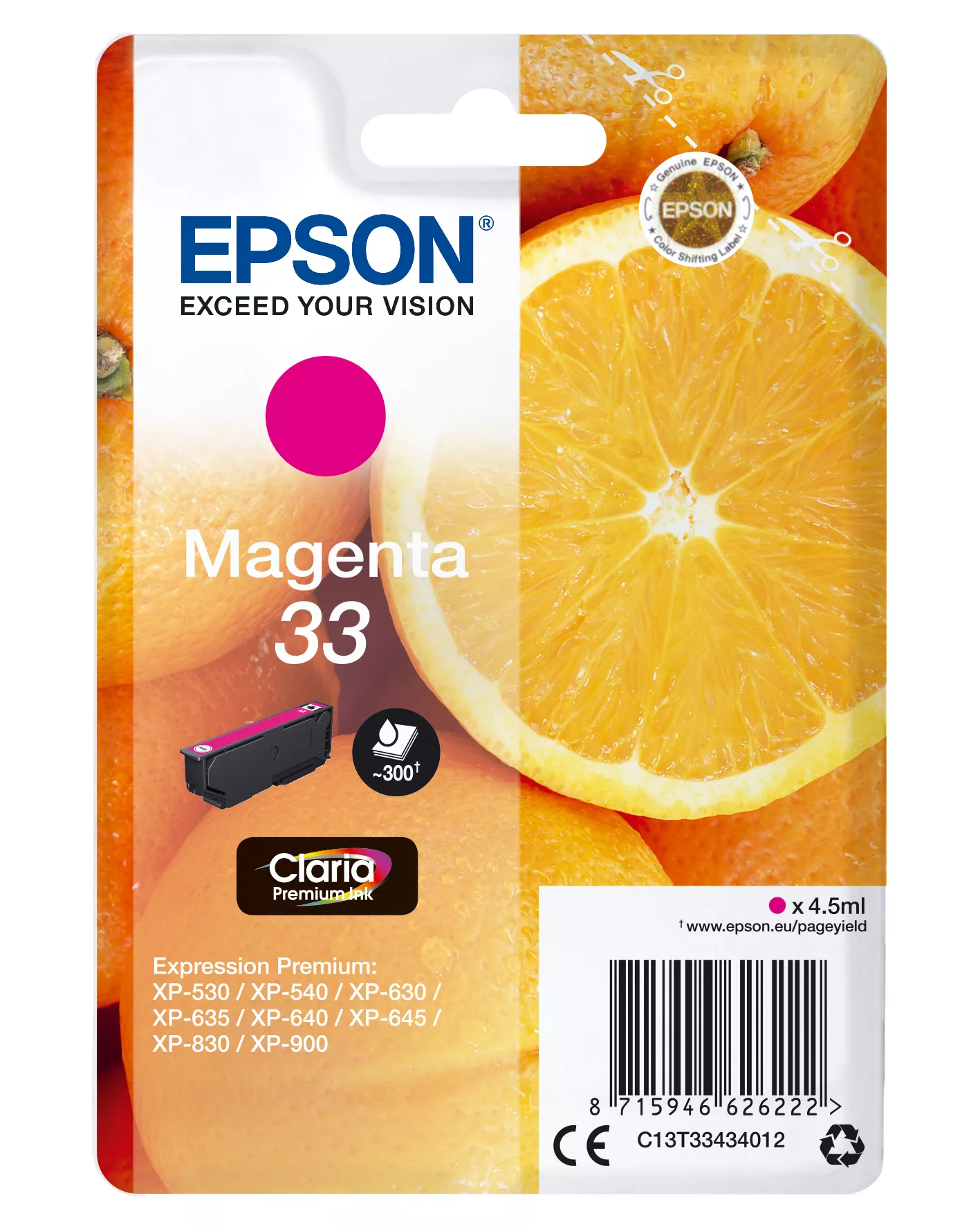 Achat EPSON Cartouche Oranges Encre Claria Premium Magenta et autres produits de la marque Epson