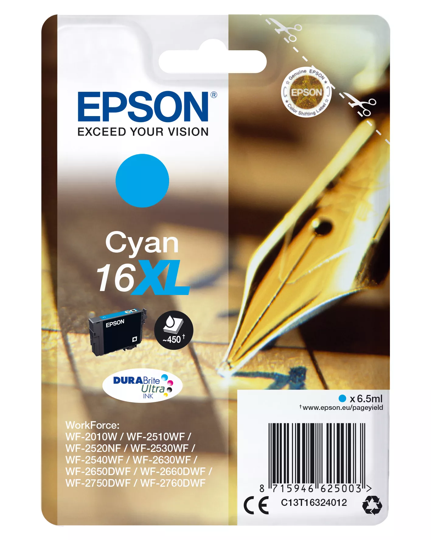 Vente Cartouches d'encre EPSON 16XL cartouche dencre cyan haute capacité 6.5ml 450