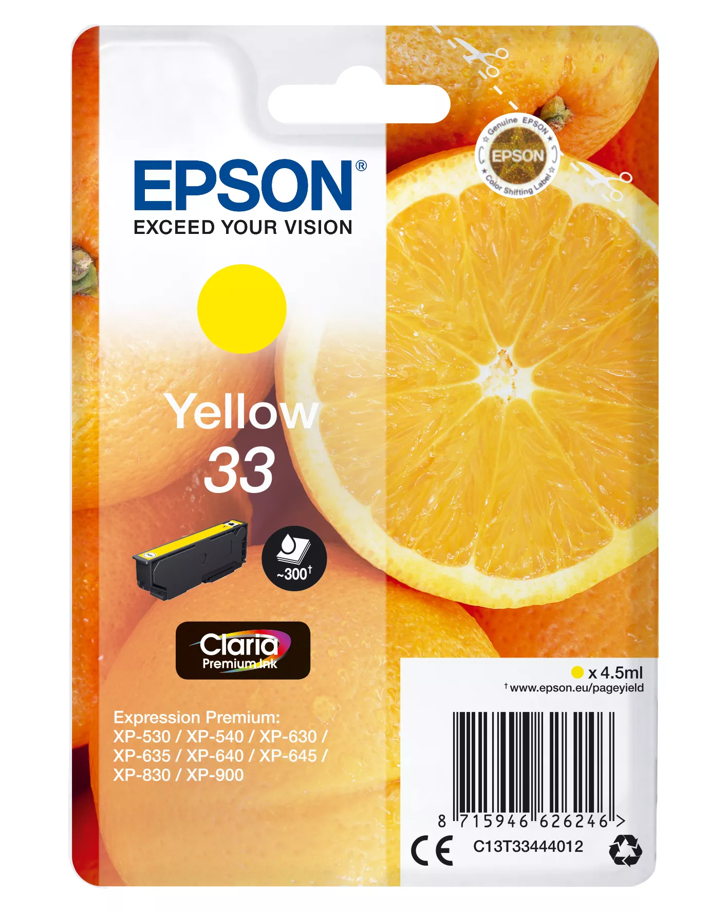 Achat EPSON Cartouche Oranges Encre Claria Premium Jaune sur hello RSE