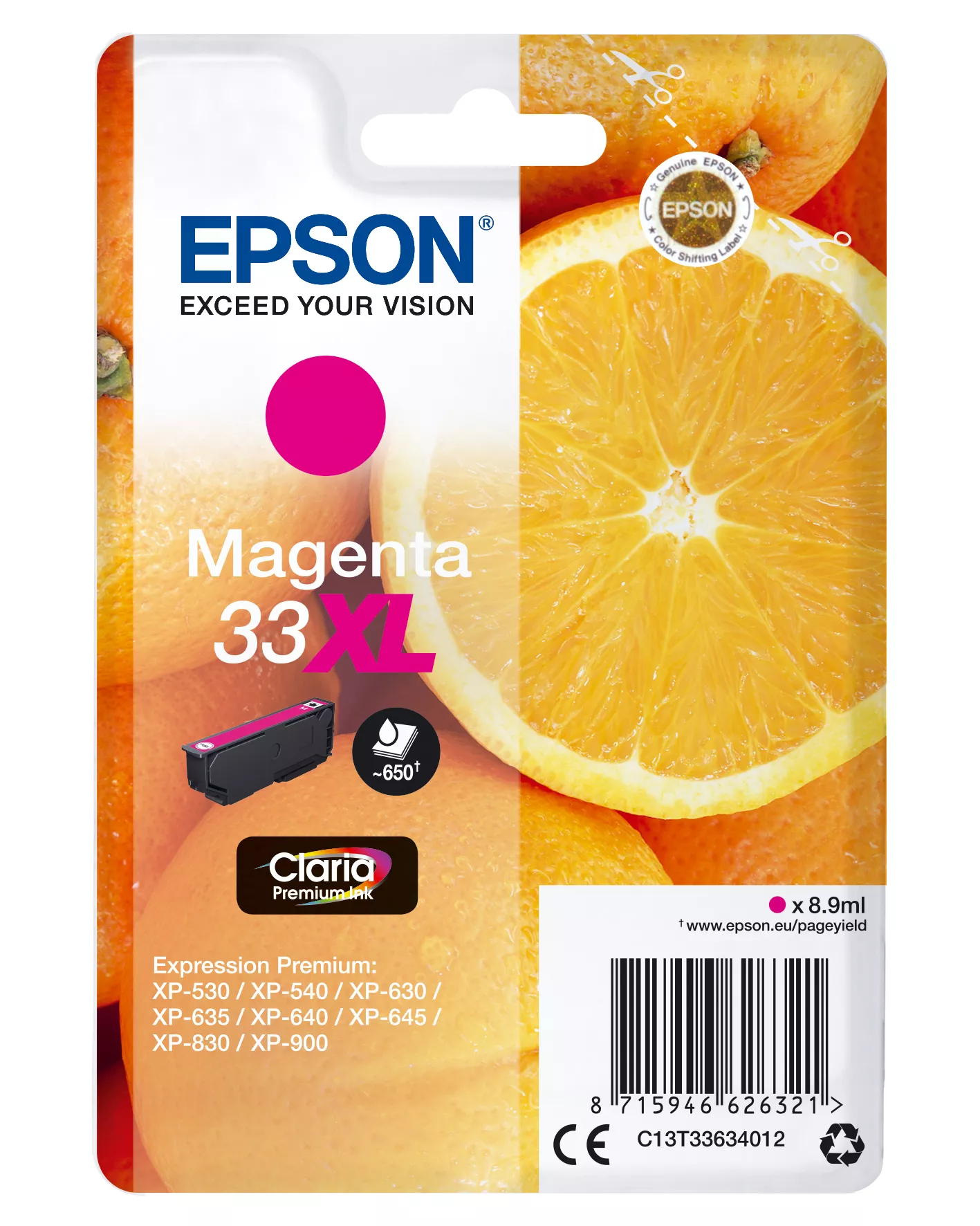 Achat EPSON Cartouche Oranges Encre Claria Premium Magenta - 8715946626338