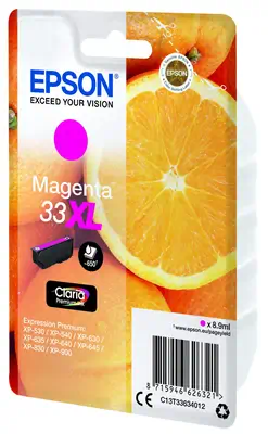 EPSON 1LB 33XL Ink Magenta Claria Premium Singlepack Epson - visuel 1 - hello RSE - Les encres Epson sont optimisées pour les imprimantes Epson