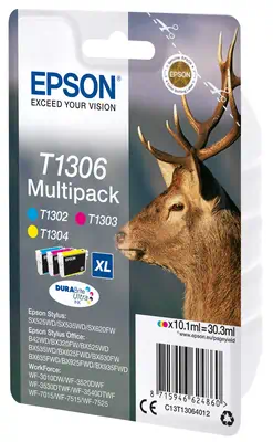 Multipack "Cerf" (T1306) - Encre DURABrite Ultra C, Epson - visuel 1 - hello RSE - Réduisez vos coûts d'impression avec les cartouches d'encre haute capacité