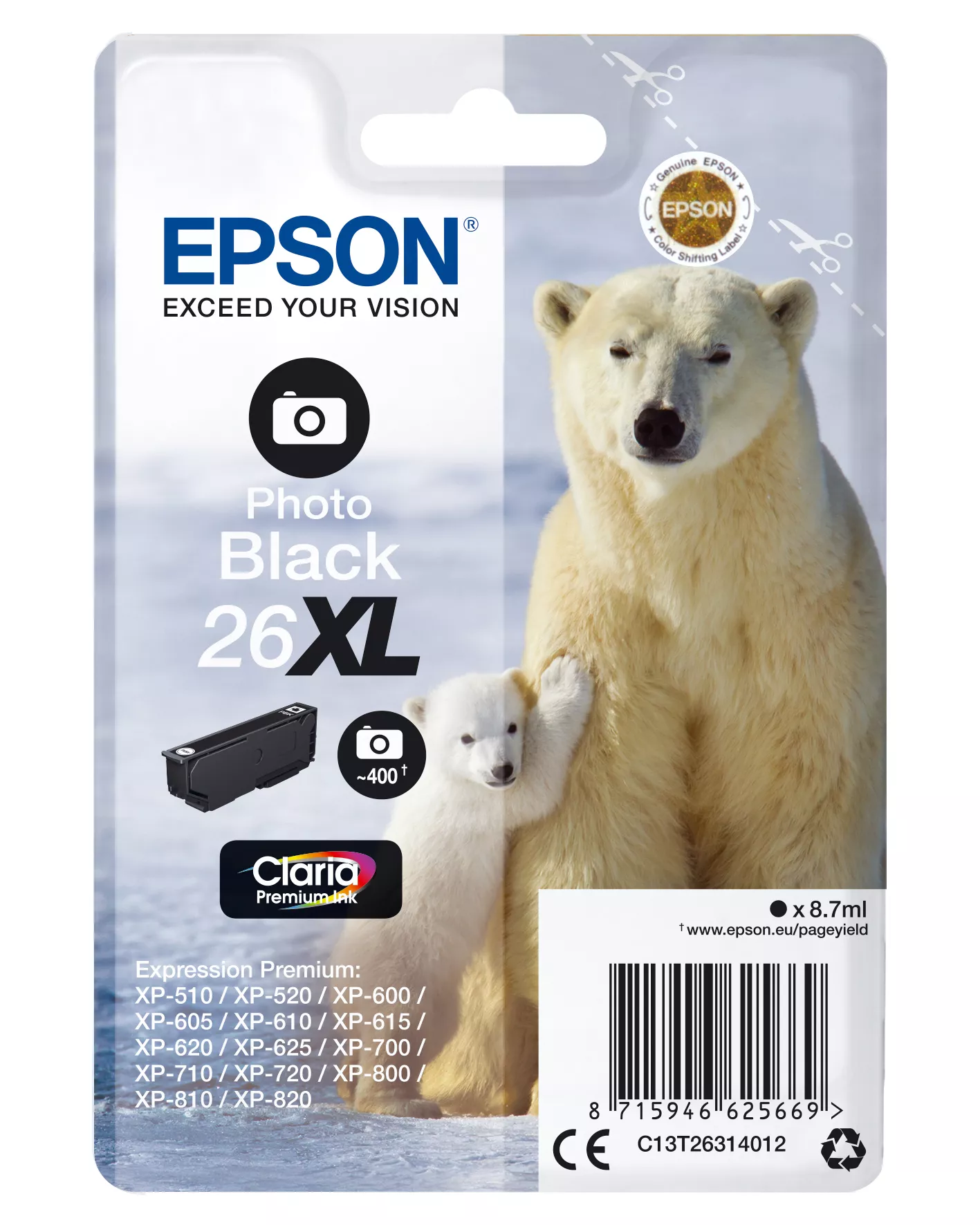 Achat EPSON 26XL cartouche dencre photo noir haute capacité 8 au meilleur prix