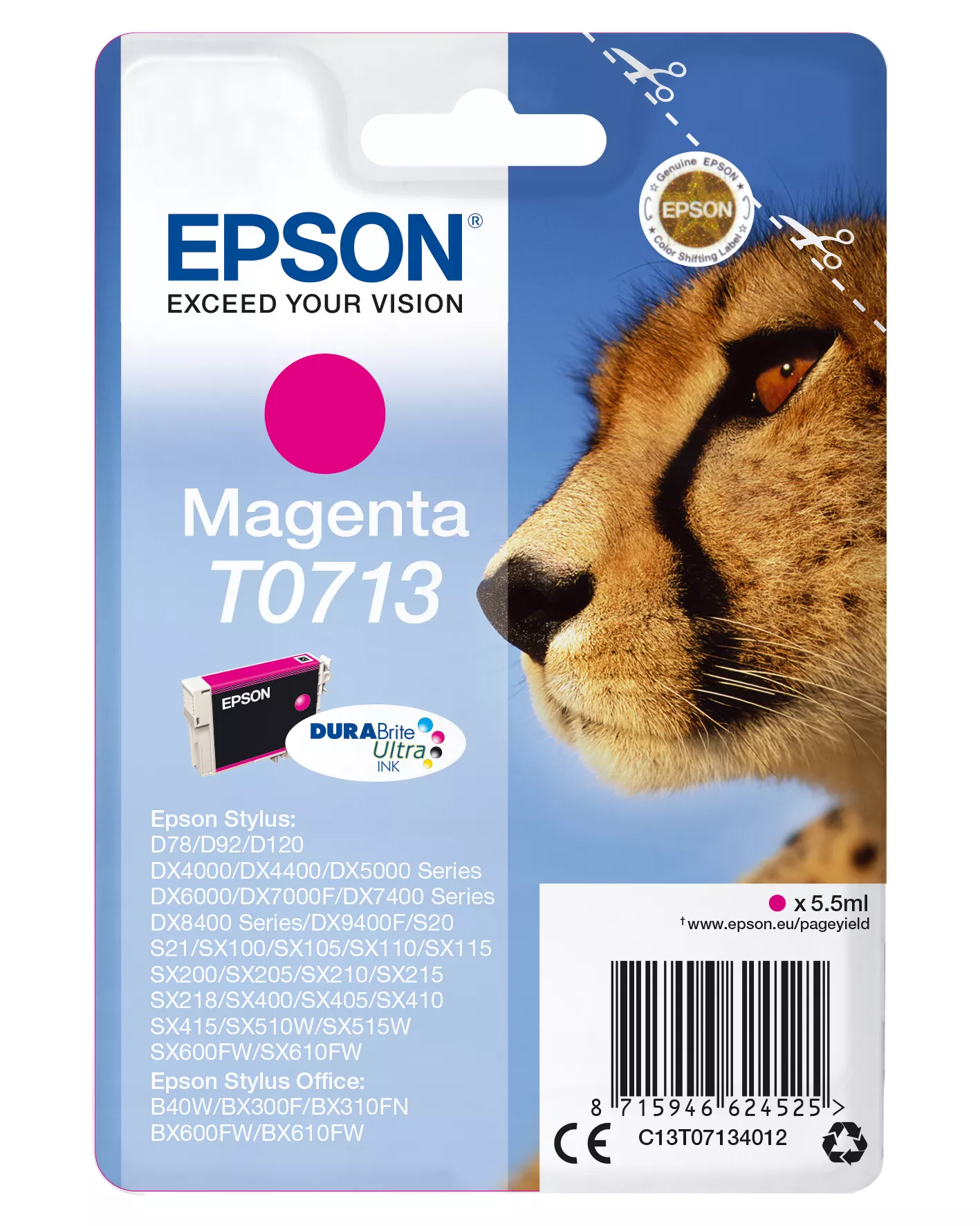 Achat Cartouches d'encre EPSON T0713 cartouche dencre magenta capacité standard 5