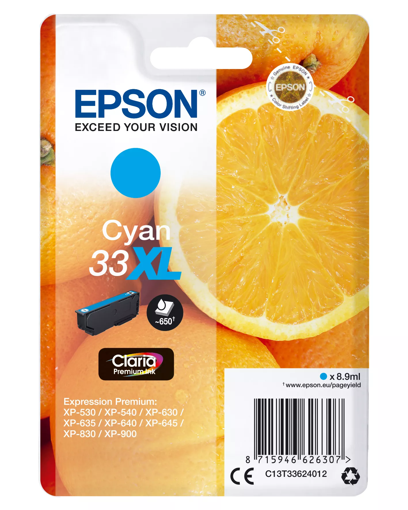 Revendeur officiel Epson Cartouche "Oranges" - Encre Claria Premium C (XL