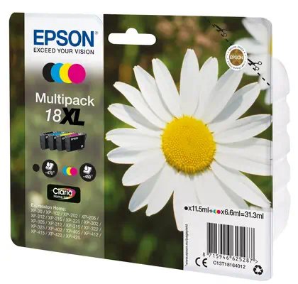 Multipack "Pâquerette" 18XL - Encre Claria Home N,C,M,J Epson - visuel 1 - hello RSE - Réduisez vos coûts d'impression avec les cartouches d'encre haute capacité
