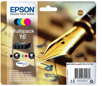 Multipack "Stylo à plume" 16 - Encre DURABrite Ultra N,C,M,J livraison gratuite