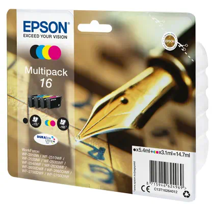 Multipack "Stylo à plume" 16 - Encre DURABrite Epson - visuel 1 - hello RSE - Économisez jusqu'à 30 % d'encre grâce aux cartouches d'encre séparées Epson