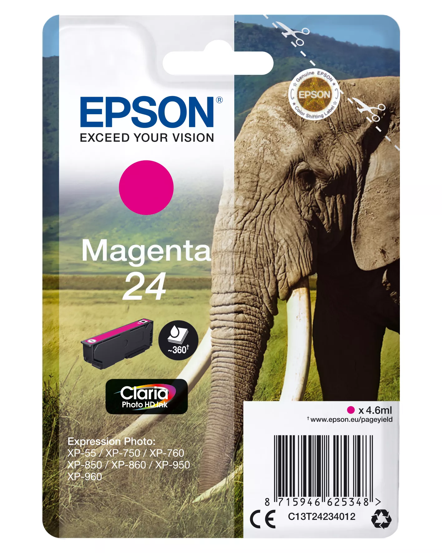Revendeur officiel EPSON 24 cartouche d encre magenta capacité standard 4
