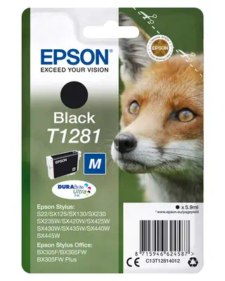 Epson Fox Singlepack Black T1281 DURABrite Ultra Ink Epson - visuel 1 - hello RSE - Les encres Epson sont optimisées pour les imprimantes Epson