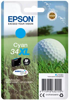 Singlepack Cyan 34XL DURABrite Ultra Ink Epson - visuel 1 - hello RSE - Découvrez la gamme