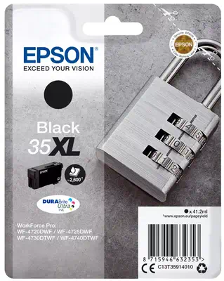 Vente Epson Padlock Singlepack Black 35XL DURABrite Ultra Ink au meilleur prix