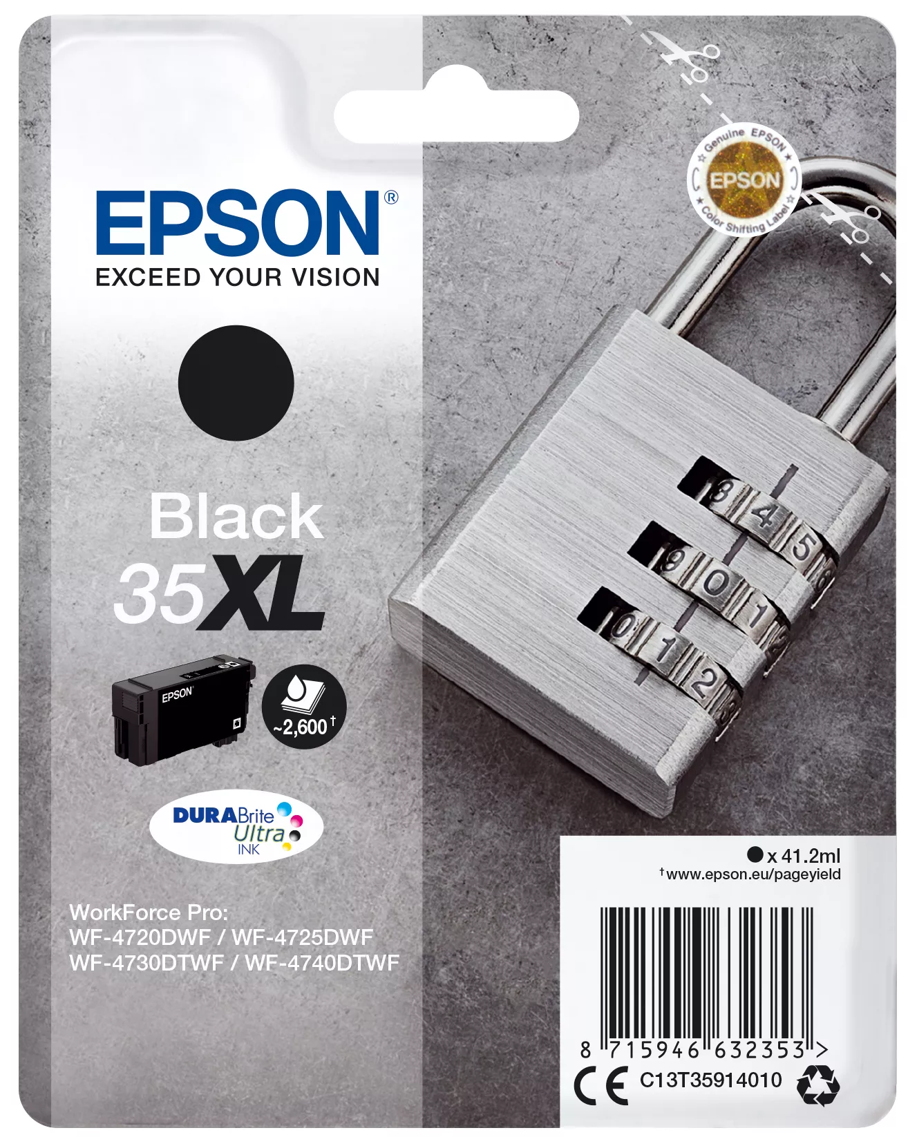 Vente Epson Padlock Singlepack Black 35XL DURABrite Ultra Ink au meilleur prix