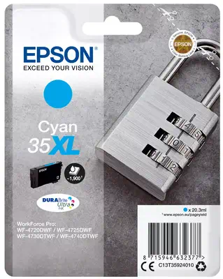 Epson Padlock Singlepack Cyan 35XL DURABrite Ultra Ink Epson - visuel 1 - hello RSE - Découvrez la gamme