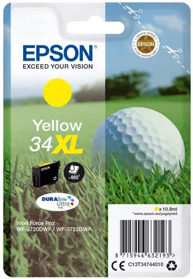 Vente Cartouches d'encre EPSON Singlepack 34XL Jaune DURABrite Encre Ultra (XL