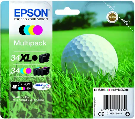 Epson Golf ball C13T34794010 cartouche d'encre 1 pièce(s) Original Rendement élevé (XL) Noir, Cyan,  - Cartouches d'encre - visuel 1
