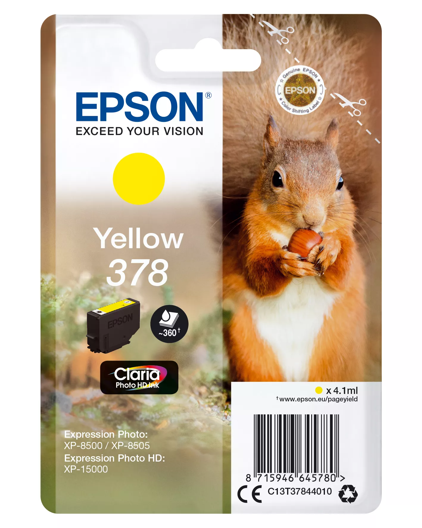 Vente EPSON Singlepack Yellow 378 Eichhörnchen Clara Photo HD au meilleur prix