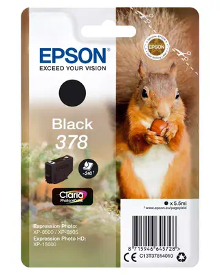 Vente Cartouches d'encre EPSON Singlepack Black 378 Eichhörnchen Clara Photo HD