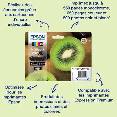Epson Kiwi Multipack 5-colours 202 Claria Premium Ink - Cartouches d'encre - visuel 1