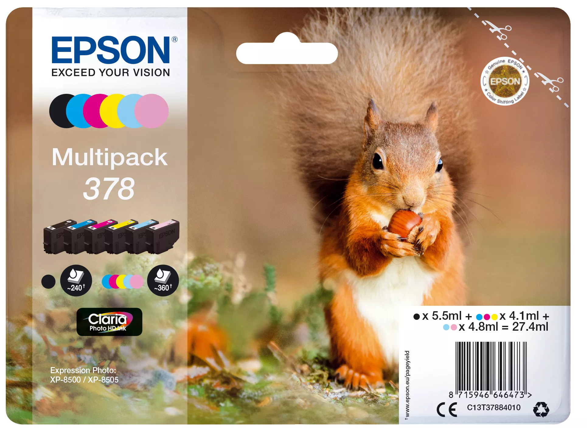 Achat EPSON Multipack 6-farbig 378 Eichhörnchen Clara Phto HD au meilleur prix