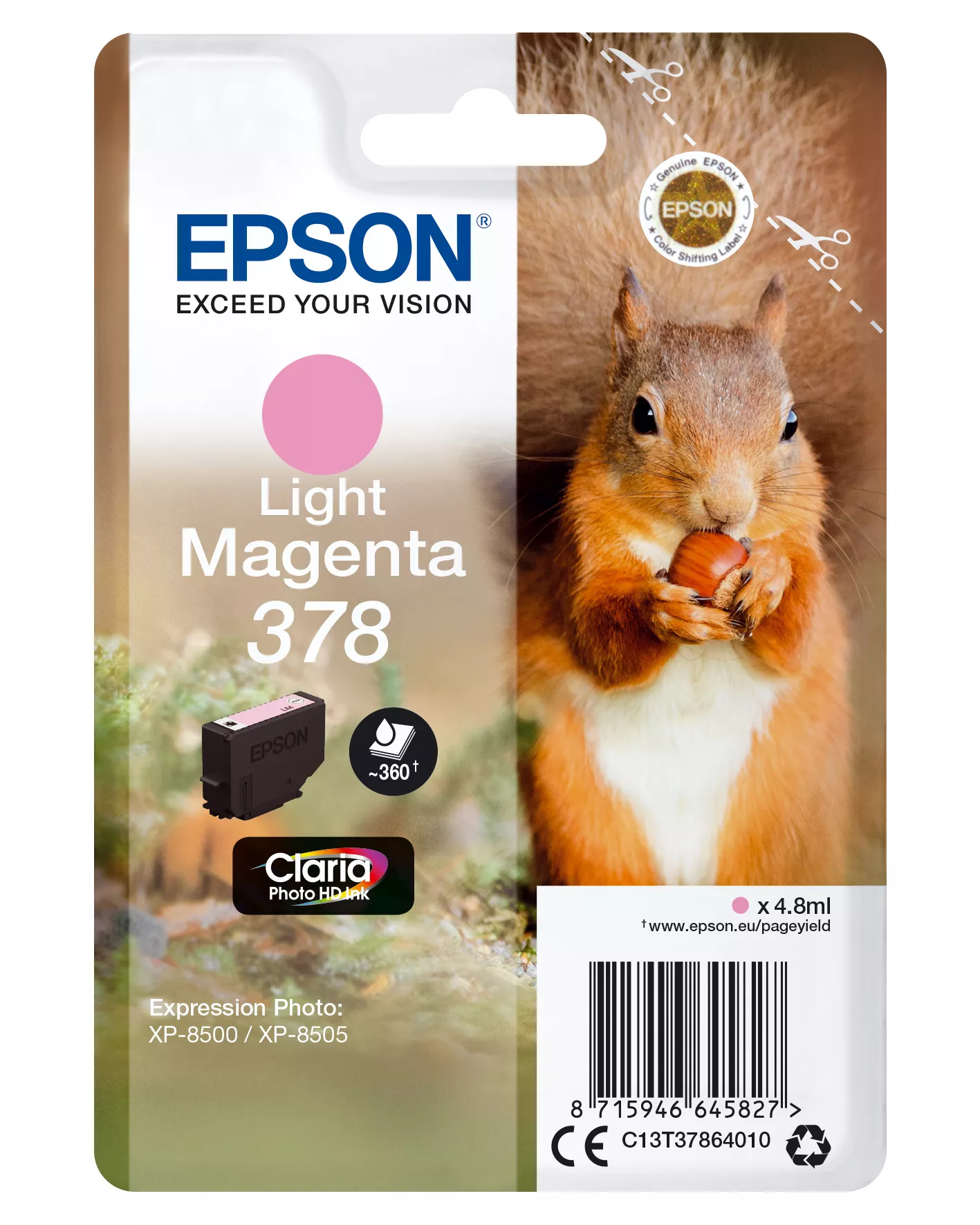 Achat Cartouches d'encre EPSON Singlepack Light Magenta 378 Eichhörnchen Clara