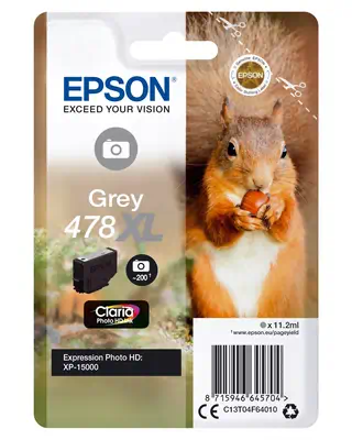 Achat Cartouches d'encre Epson Squirrel Singlepack Grey 478XL Claria Photo HD Ink sur hello RSE
